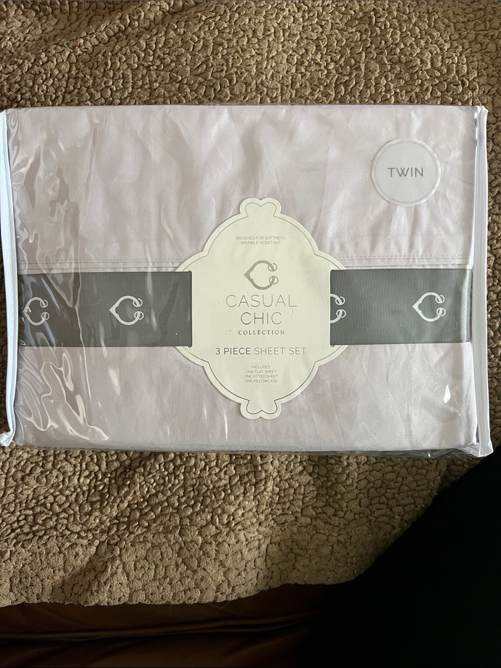 Casual Chic Collection Twin 3-Piece Sheet Set in Blush (Gray/Lavender)